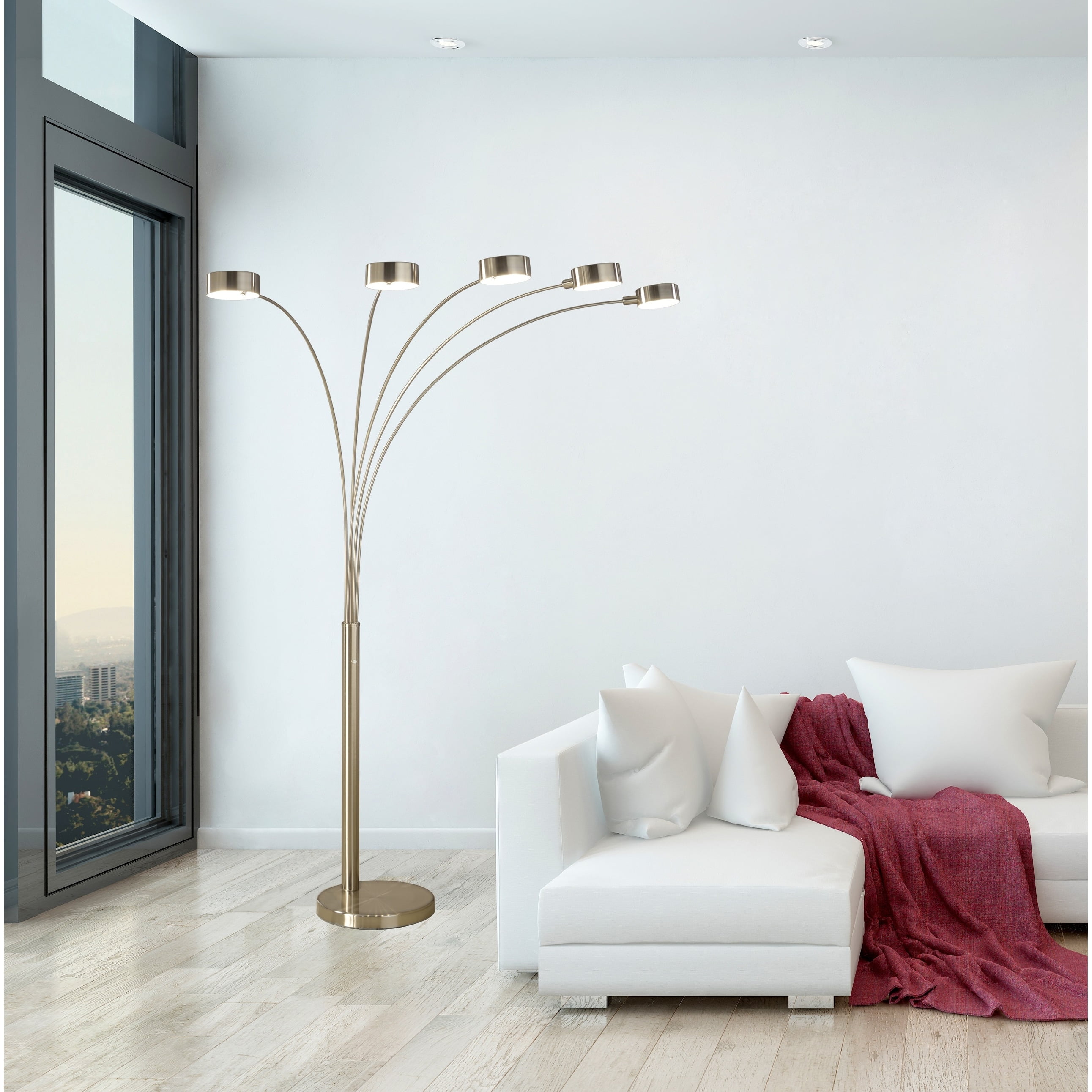 Micah Pro Adjustable Silver LED 5-Arched Floor Lamp
