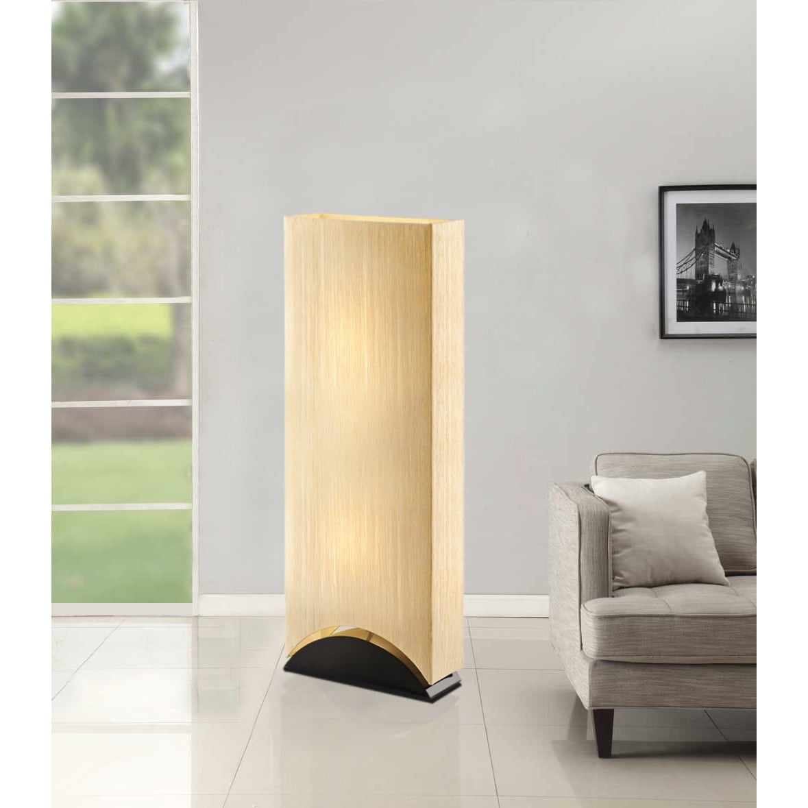 Modern Black Lacquer Wood Floor Lamp with Premium Paper Shade