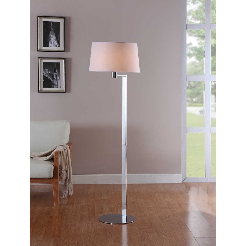 Modern Chrome Steel 60" Floor Lamp with White Shade