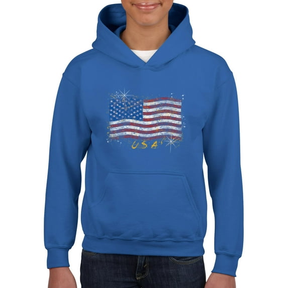 Artix - Big Boys Hoodies and Sweatshirts - American Flag USA in Gold