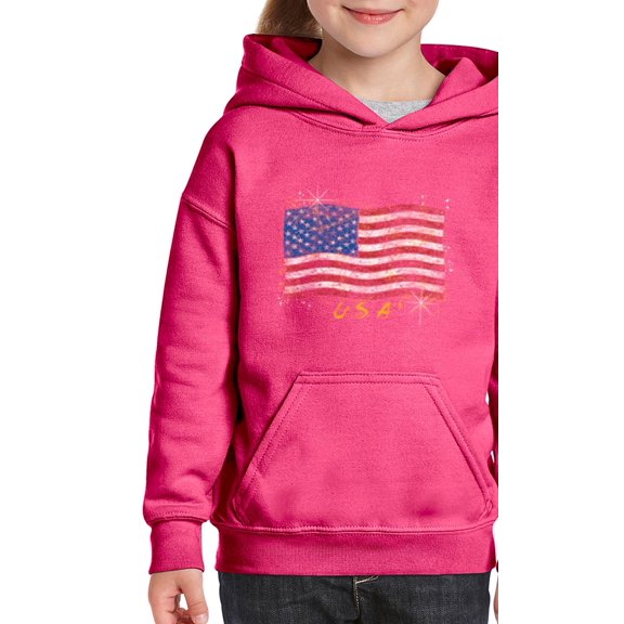 Artix - Big Girls Hoodies and Sweatshirts - American Flag USA in Gold