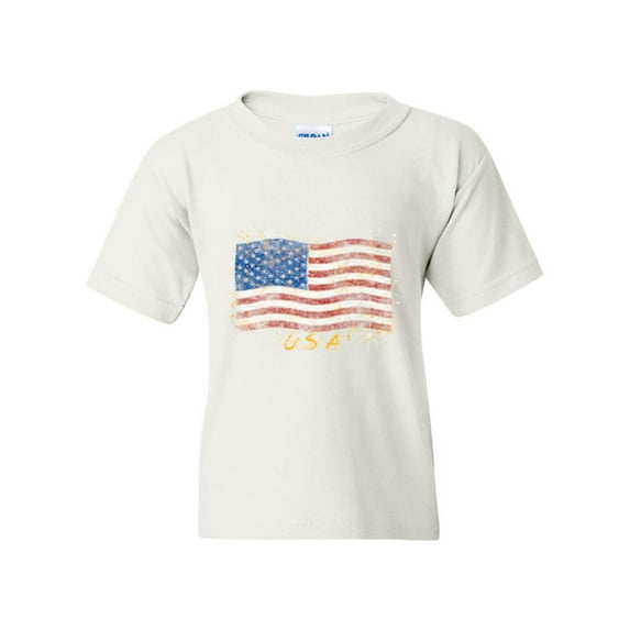 Artix - Big Girls T-Shirts and Tank Tops - American Flag USA in Gold