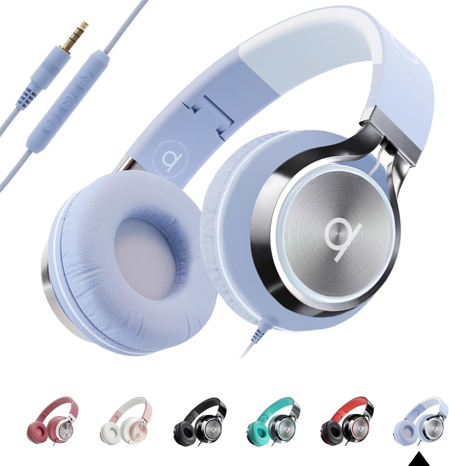 Artix CL750 Wired Headphones with Microphone, On-Ear Head Phones with Mic, Lavender