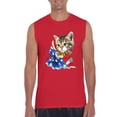 thumbnail image 1 of Artix - Men's Graphic T-Shirt Sleeveless - American Flag 4th of July Kitty, 1 of 5