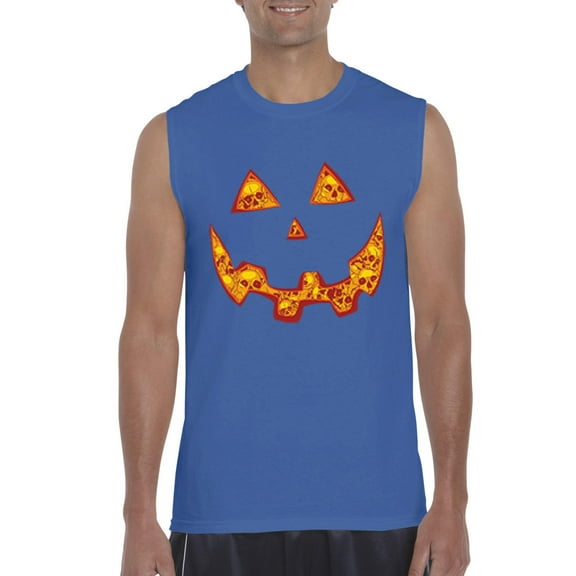 Artix - Men's Graphic T-Shirt Sleeveless - Halloween Costume Pumpkin Face