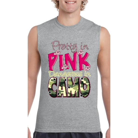 Artix - Men's Graphic T-Shirt Sleeveless - Pretty in Pink Dangerous in Camo