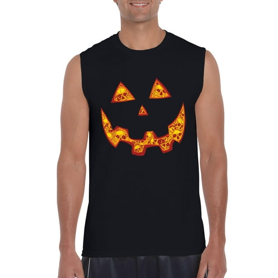 Artix - Men's Graphic T-Shirt Sleeveless, up to Men Size 3XL - Halloween Costume Pumpkin Face