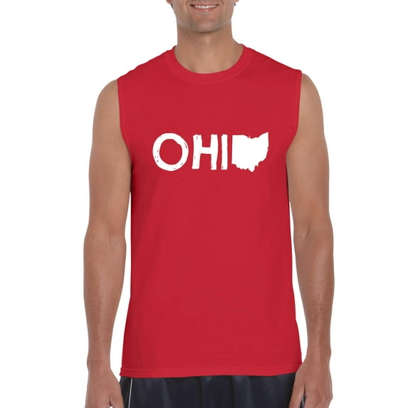 Artix - Men's Graphic T-Shirt Sleeveless, up to Men Size 3XL - Ohio Map