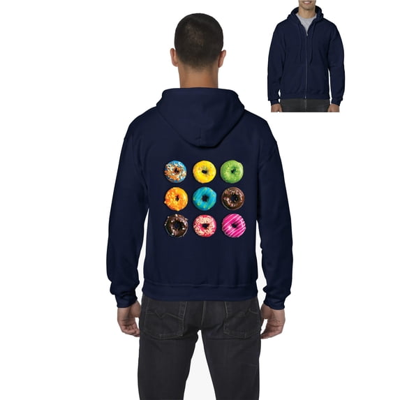 Artix - Men's Sweatshirt Full-Zip Pullover - Love Food Donuts Doughnuts