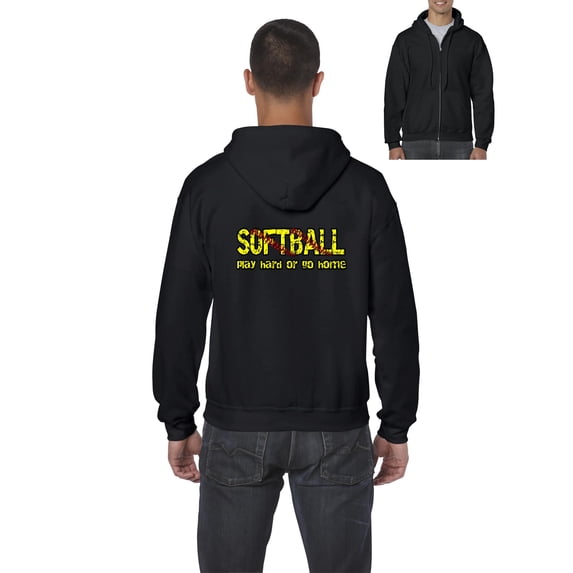 Artix - Men's Sweatshirt Full-Zip Pullover - Softball Play Hard or Go Home