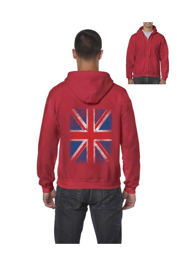 - Men's Sweatshirt Full-Zip Pullover - Union Jack British Flag