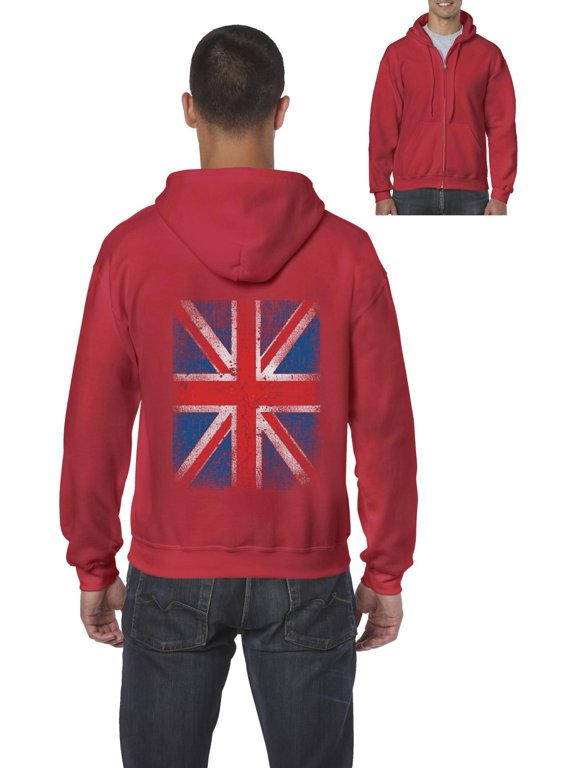 - Men's Sweatshirt Full-Zip Pullover - Union Jack British Flag