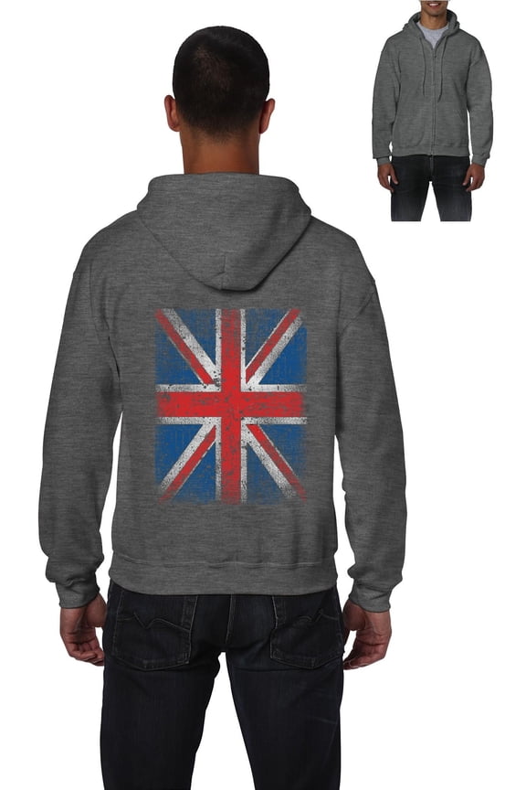 - Men's Sweatshirt Full-Zip Pullover - Union Jack British Flag
