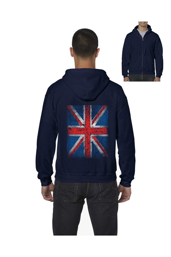 - Men's Sweatshirt Full-Zip Pullover - Union Jack British Flag