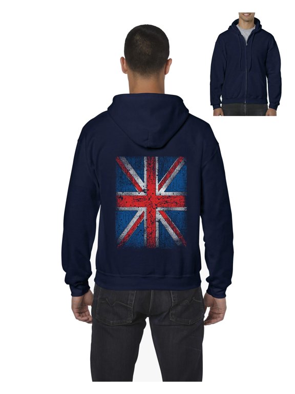 - Men's Sweatshirt Full-Zip Pullover - Union Jack British Flag