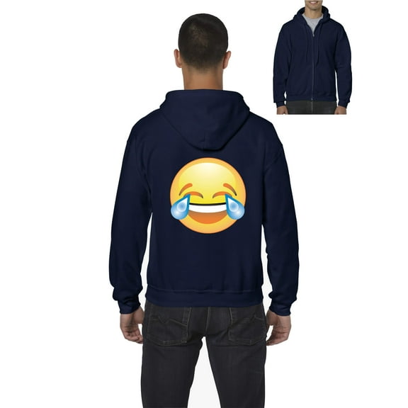 Artix - Men's Sweatshirt Full-Zip Pullover, up to Men Size 5XL - Emoji Laughing Tears