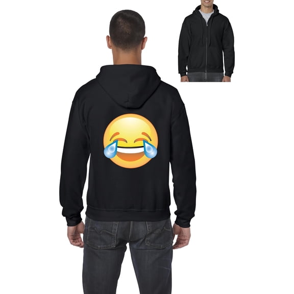 Artix - Men's Sweatshirt Full-Zip Pullover, up to Men Size 5XL - Emoji Laughing Tears