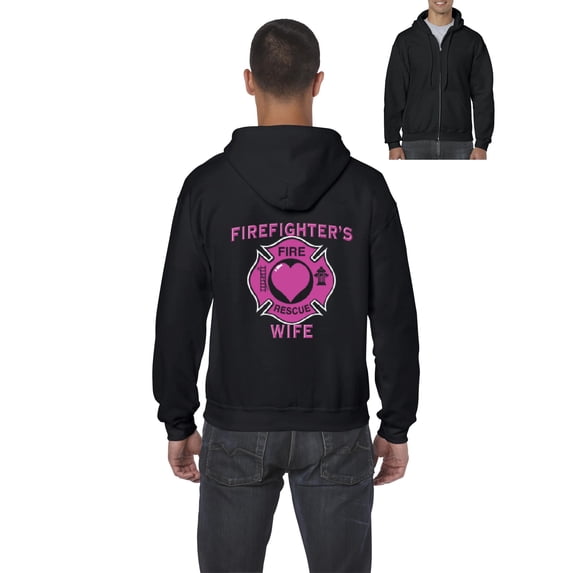 Artix - Men's Sweatshirt Full-Zip Pullover - Firefighter`s Wife