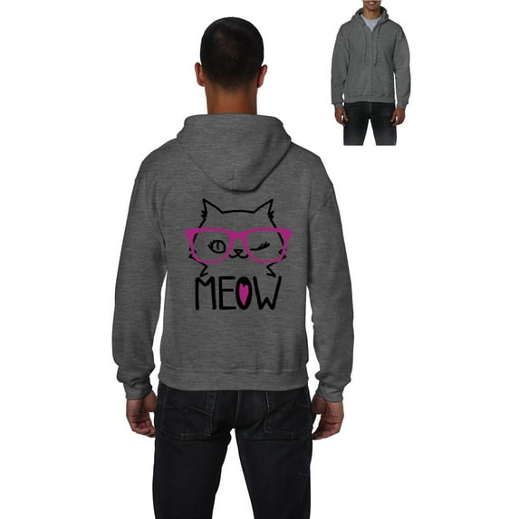 Artix - Men's Sweatshirt Full-Zip Pullover, up to Men Size 5XL - Meow Cute Cat Kitty