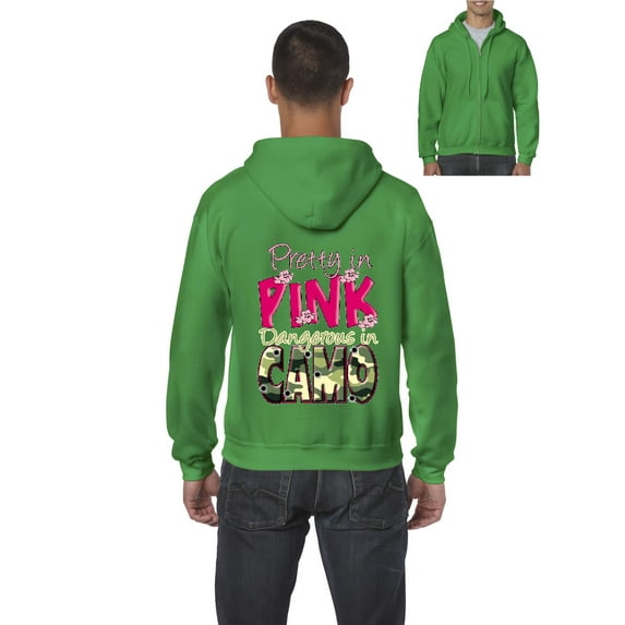 Artix - Men's Sweatshirt Full-Zip Pullover, up to Men Size 5XL - Pretty in Pink Dangerous in Camo