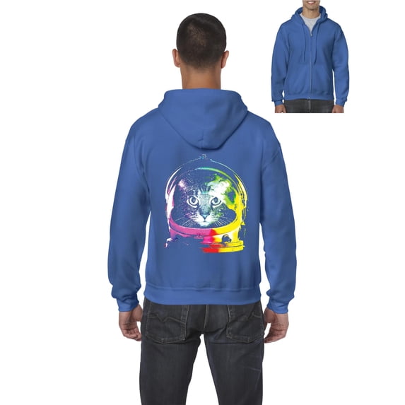 Artix - Men's Sweatshirt Full-Zip Pullover, up to Men Size 5XL - Space Cat
