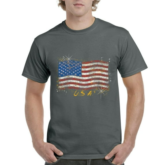 Artix - Men's T-Shirt Short Sleeve - American Flag USA in Gold