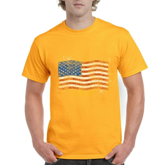 Artix - Men's T-Shirt Short Sleeve - American Flag USA in Gold