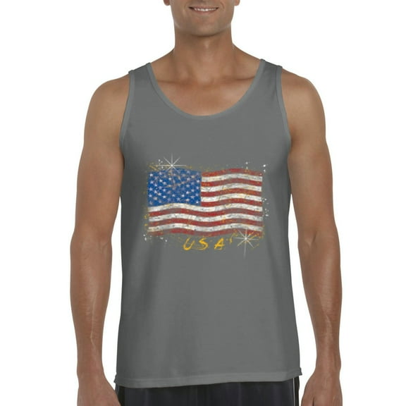 Artix - Men's Tank Top for Men - American Flag USA in Gold