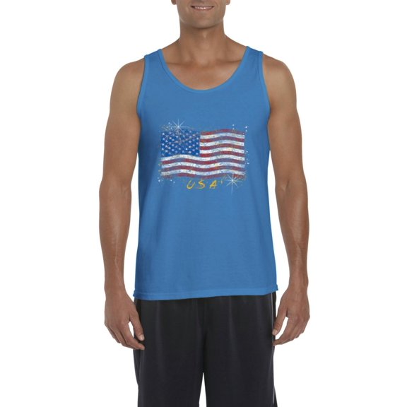 Artix - Men's Tank Top for Men - American Flag USA in Gold