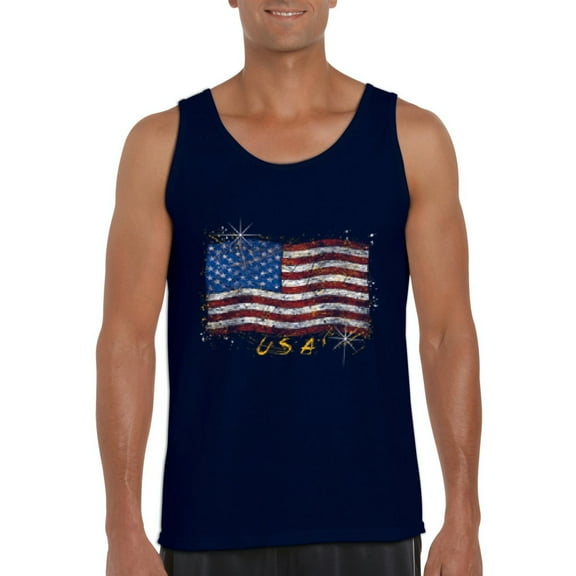 Artix - Men's Tank Top for Men - American Flag USA in Gold