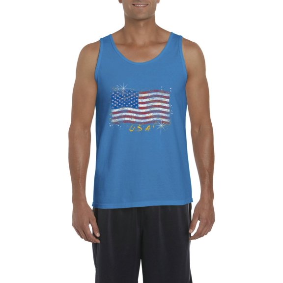 Artix - Men's Tank Top for Men - American Flag USA in Gold