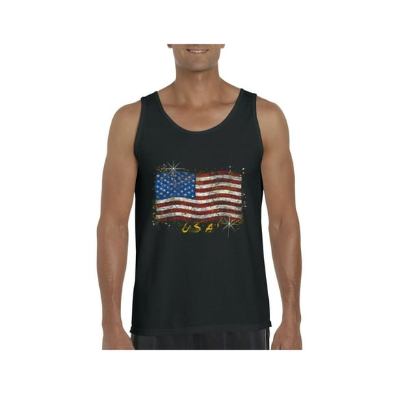 Artix - Men's Tank Top for Men - American Flag USA in Gold