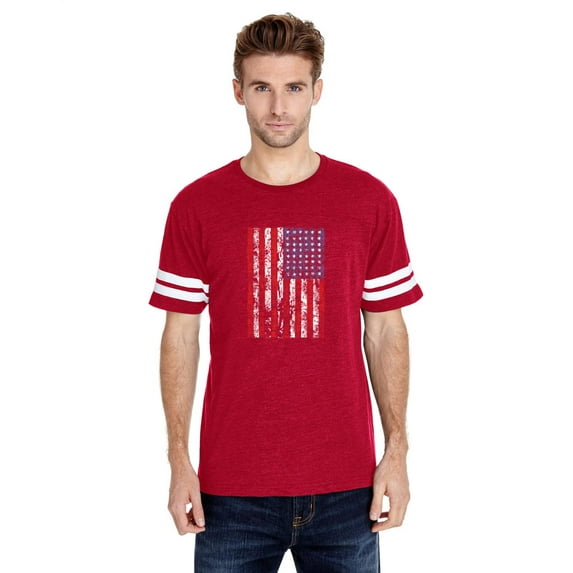 Artix - Mens Football Fine Jersey T-shirts - American Flag 4th of July