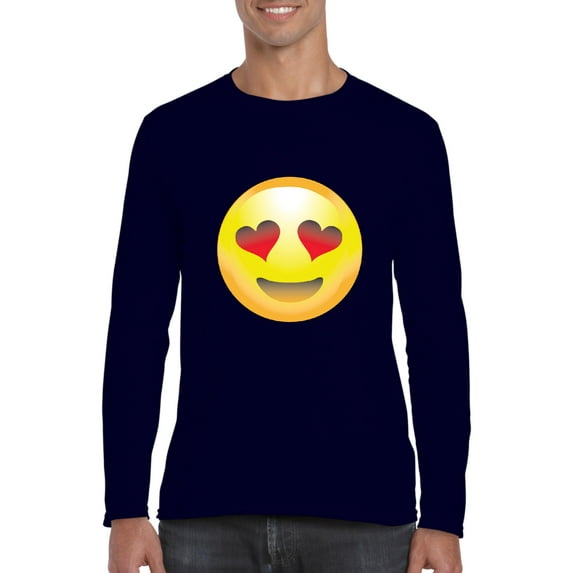 Artix - Mens Long Sleeve T-Shirts - Emoji Heart-Shaped Eyes