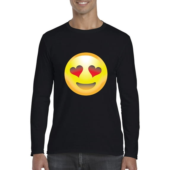 Artix - Mens Long Sleeve T-Shirts - Emoji Heart-Shaped Eyes