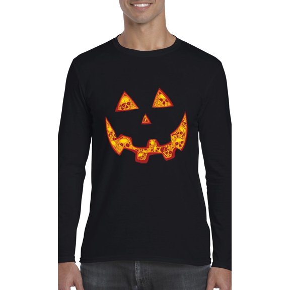 Artix - Mens Long Sleeve T-Shirts - Halloween Costume Pumpkin Face