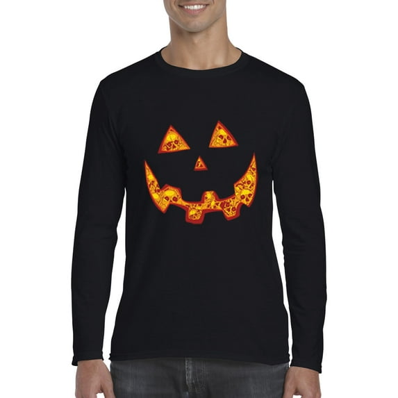 Artix - Mens Long Sleeve T-Shirts - Halloween Costume Pumpkin Face