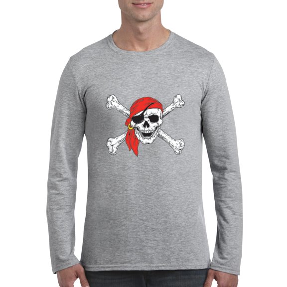 Artix - Mens Long Sleeve T-Shirts - Jolly Roger Skull & Crossbones