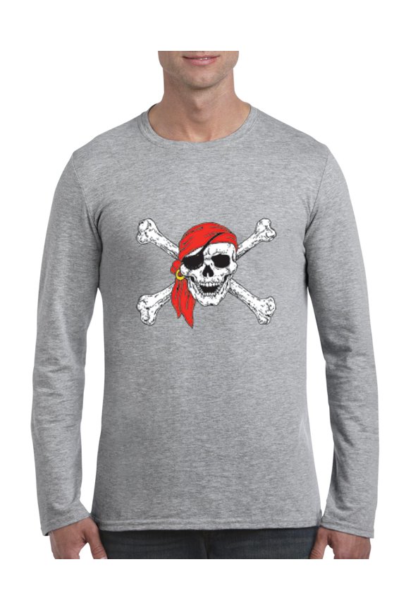 Artix - Mens Long Sleeve T-Shirts - Jolly Roger Skull & Crossbones