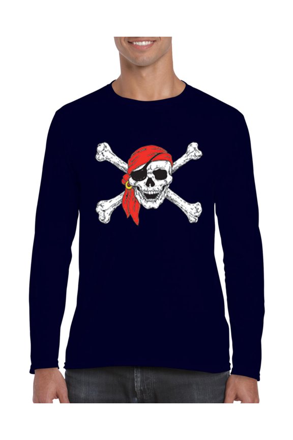 Artix - Mens Long Sleeve T-Shirts - Jolly Roger Skull & Crossbones