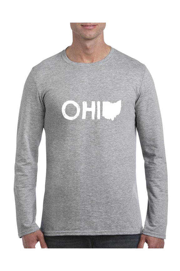 - Mens Long Sleeve T-Shirts - Ohio Map