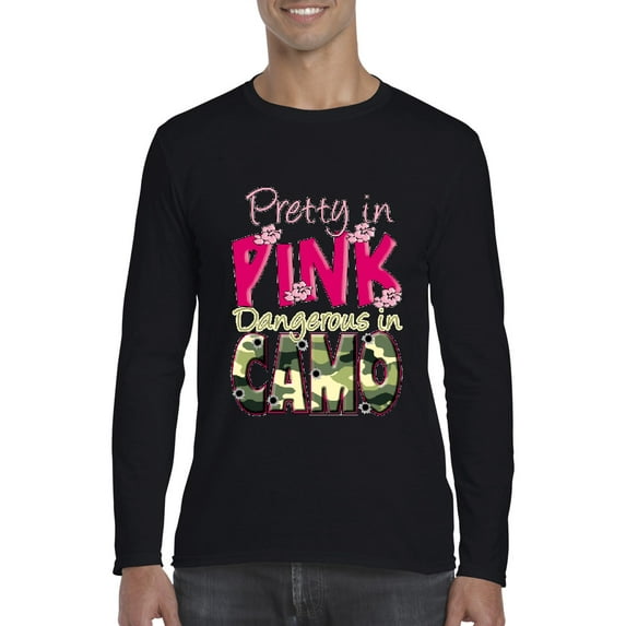 Artix - Mens Long Sleeve T-Shirts - Pretty in Pink Dangerous in Camo