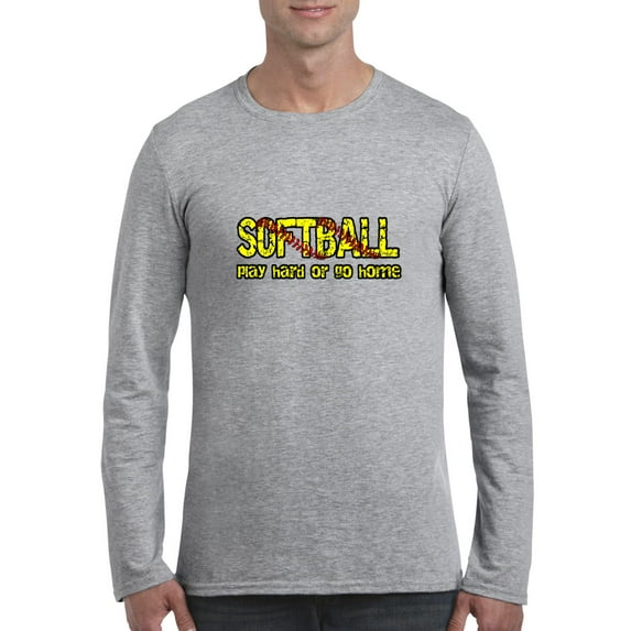 Artix - Mens Long Sleeve T-Shirts - Softball Play Hard or Go Home
