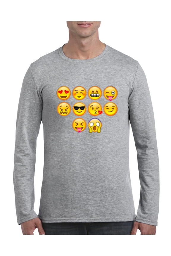 - Mens Long Sleeve T-Shirts, up to Size 5XL - Emoji Entourage