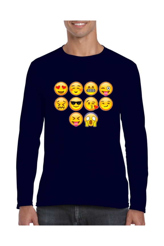 - Mens Long Sleeve T-Shirts, up to Size 5XL - Emoji Entourage