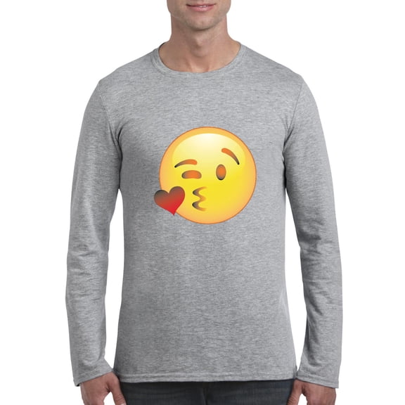 Artix - Mens Long Sleeve T-Shirts, up to Size 5XL - Emoji Winky Face