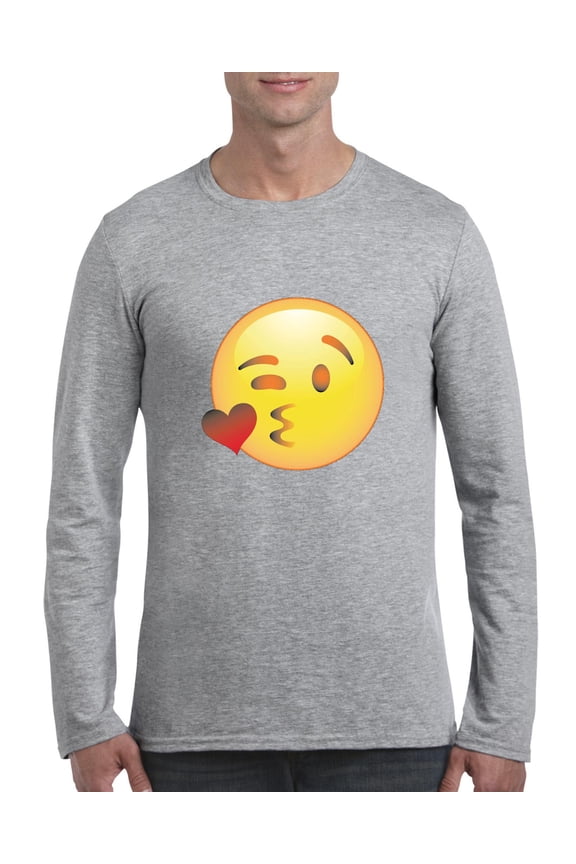 - Mens Long Sleeve T-Shirts, up to Size 5XL - Emoji Winky Face