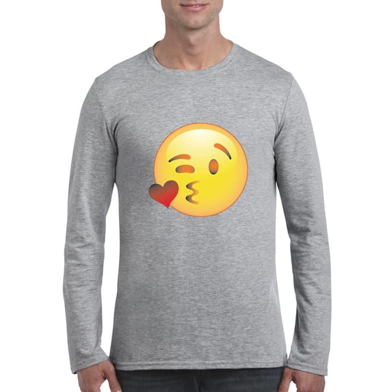 Artix - Mens Long Sleeve T-Shirts, up to Size 5XL - Emoji Winky Face