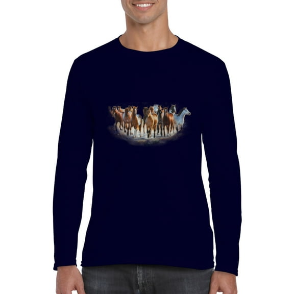 Artix - Mens Long Sleeve T-Shirts, up to Size 5XL - Horses Herd