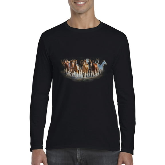 Artix - Mens Long Sleeve T-Shirts, up to Size 5XL - Horses Herd